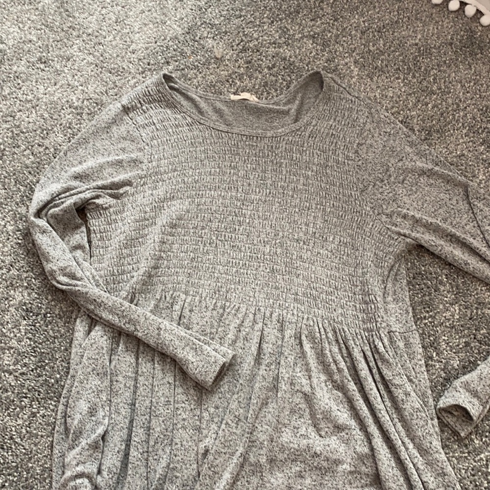 Jane and Delancey Gray Long Sleeve Babydoll Peplum Sweater Size XL